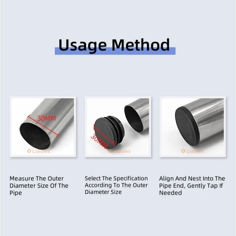 5/10/20/30/50 Uds PE plástico negro tapón de tubo redondo diámetro 12mm ~ 100mm silla mesa pies tapa tubo silla almohadilla de pie antideslizante