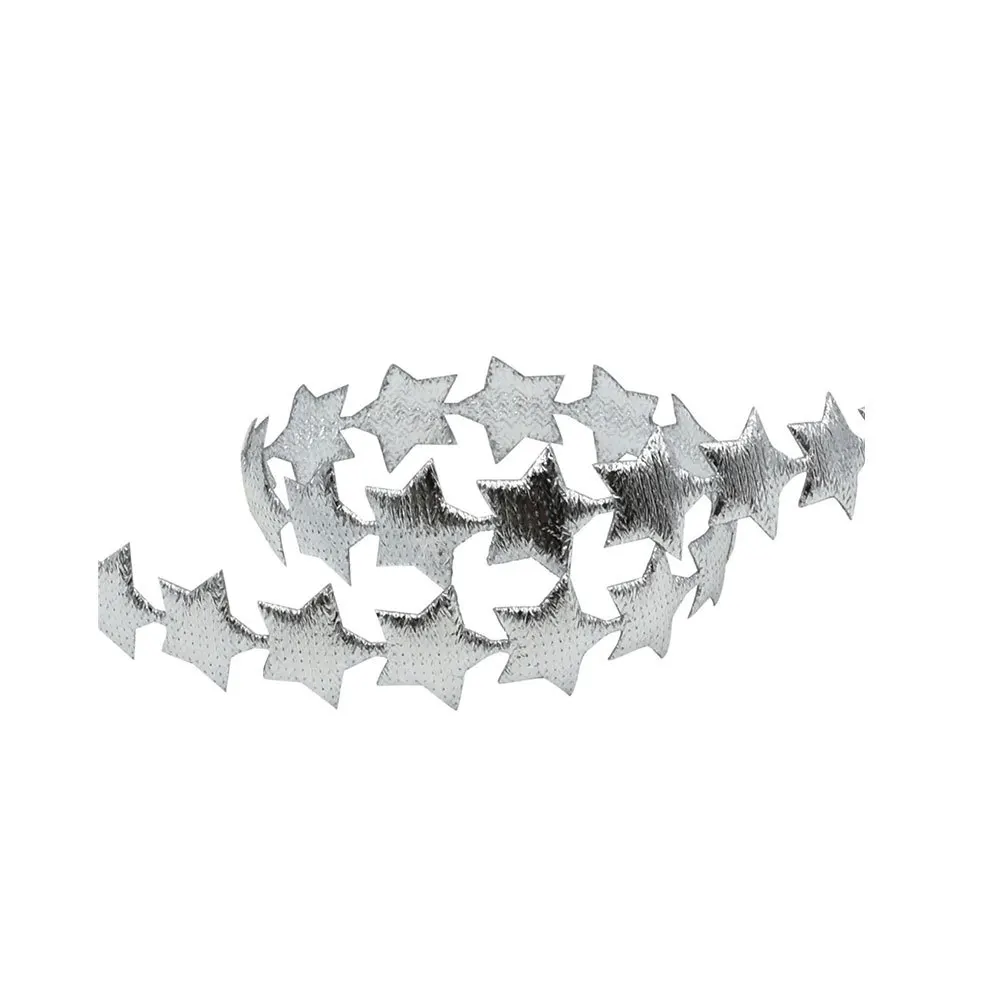 

1 Roll 15M Premium Pentagram Bead Chain Ribbon Christmas Decoration Silver Garland for Presents Wedding Events DIY Craft