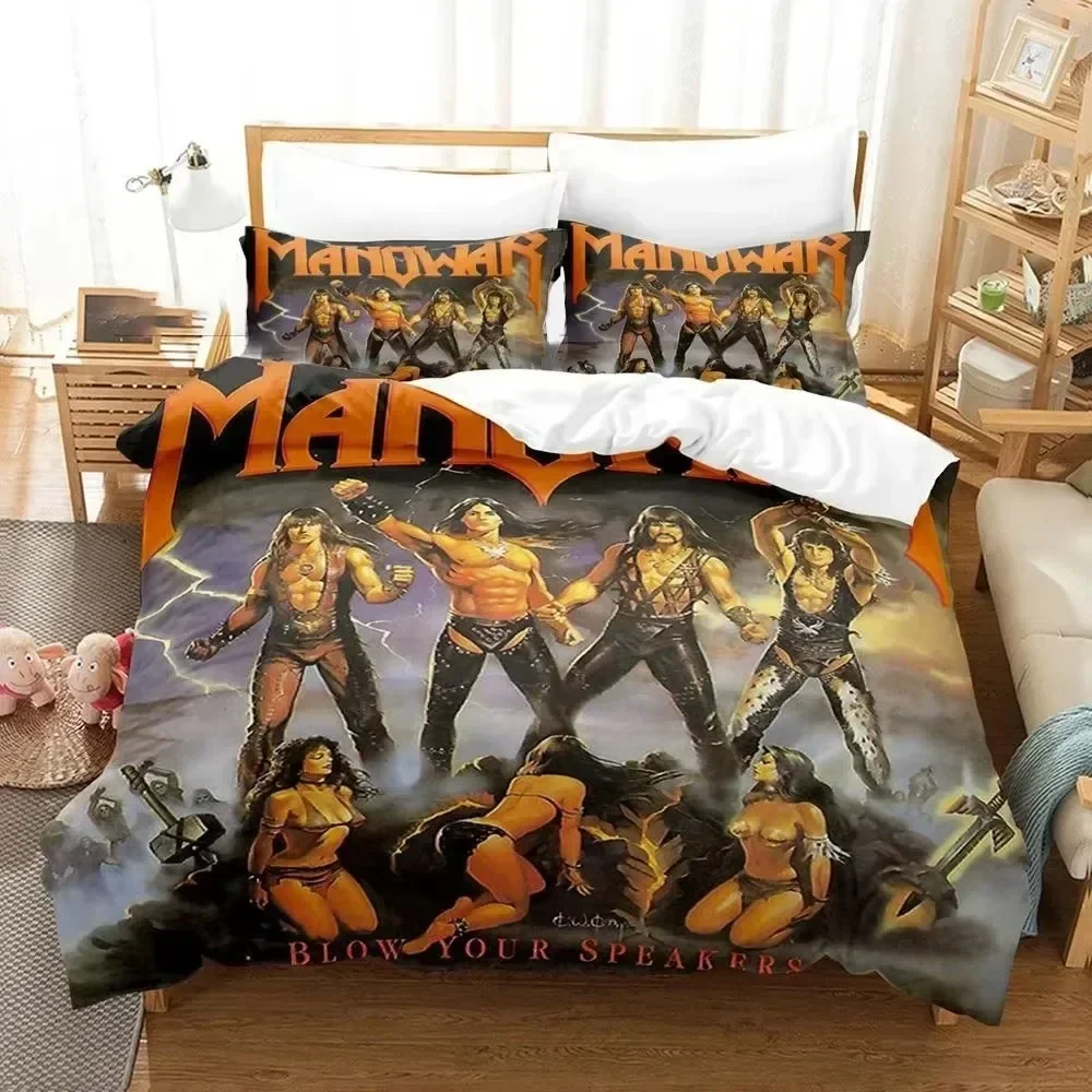 Heavy Metal Band Manowar Bedding Set 3D Printed Suitable for Bedroom Duvet Cover Set With Pillowcases Kids Home Textile