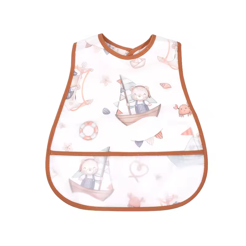 2023New Cartoon Pattern EVA Waterproof Pocket Lunch Feeding Bibs Adjustable Baby Bibs Cute Children Baby Apron Kids Burp Cloths - Image 8