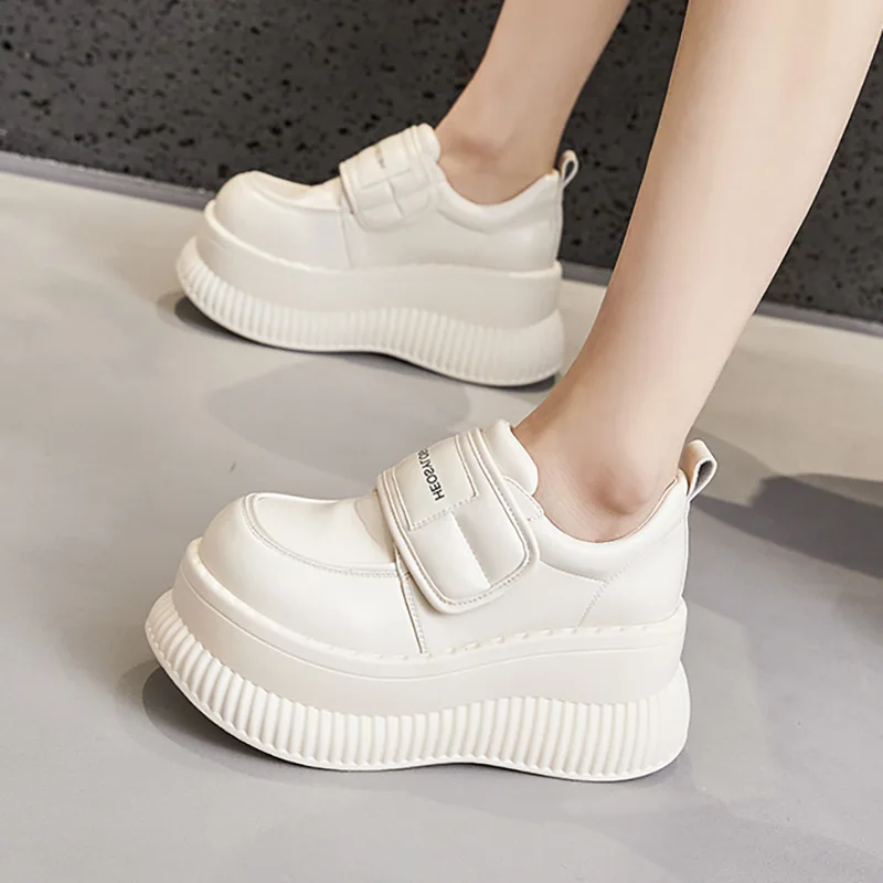 

8.5CM High Platform Sneakers Women Casual Leather Sport Shoes New Spring Vulcanized Chunky Shoes Woman Pumps Chaussures Femme