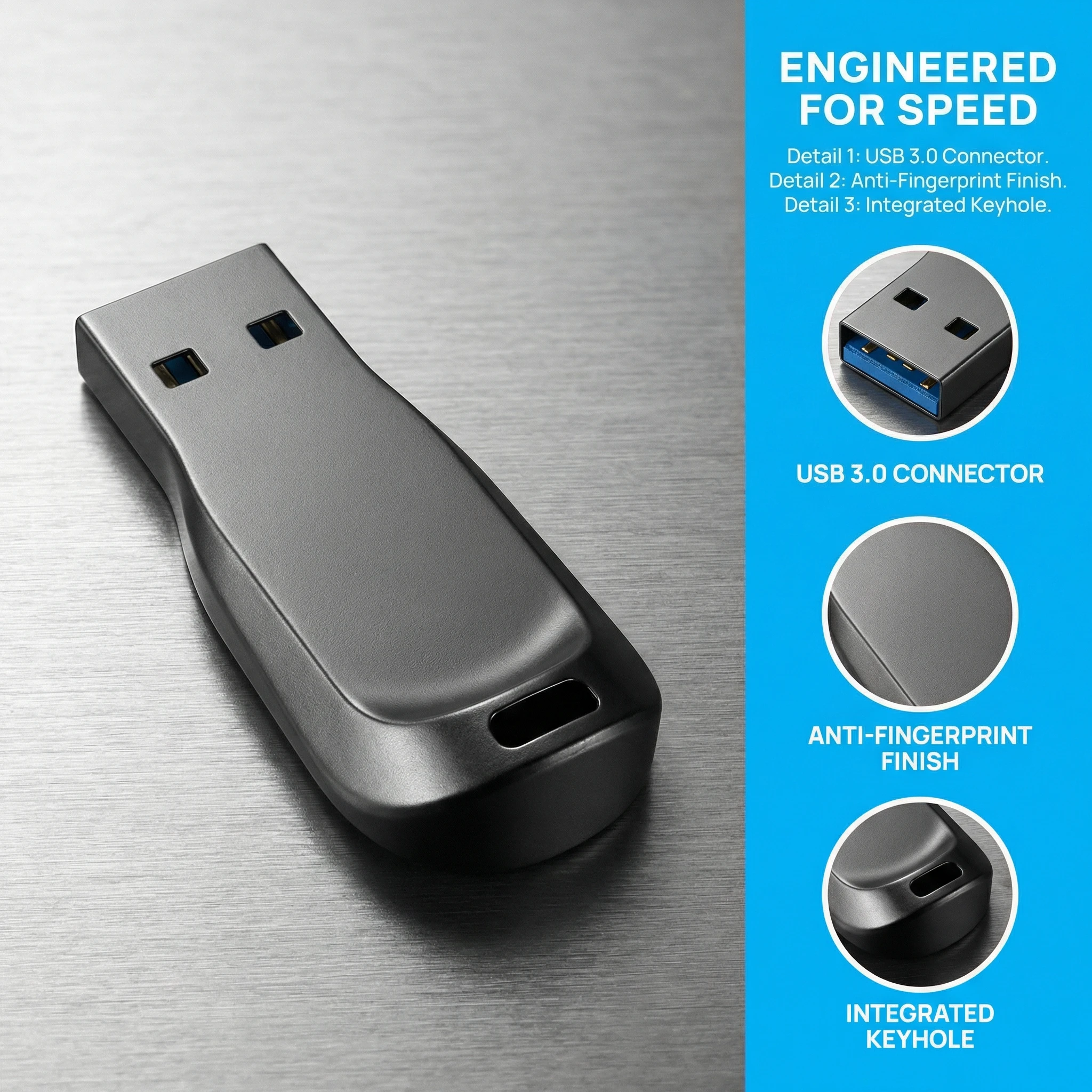 Unidad Flash USB 3.0 de 128 GB, Unidad Flash de Metal de Alta Velocidad, Pendrive USB3.0 de 128 GB, Memoria USB Portátil para PC y Laptop