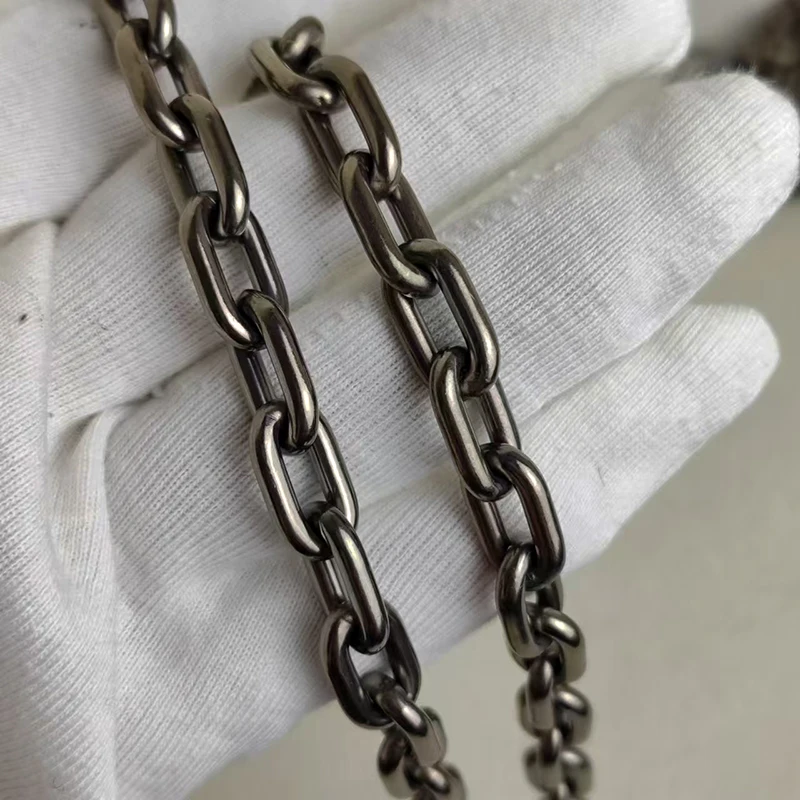 9.5MM Width TA1 Pure Titanium Seamless Welded Link Chain Necklace With 2 Titanium Alloy Finished Clasps