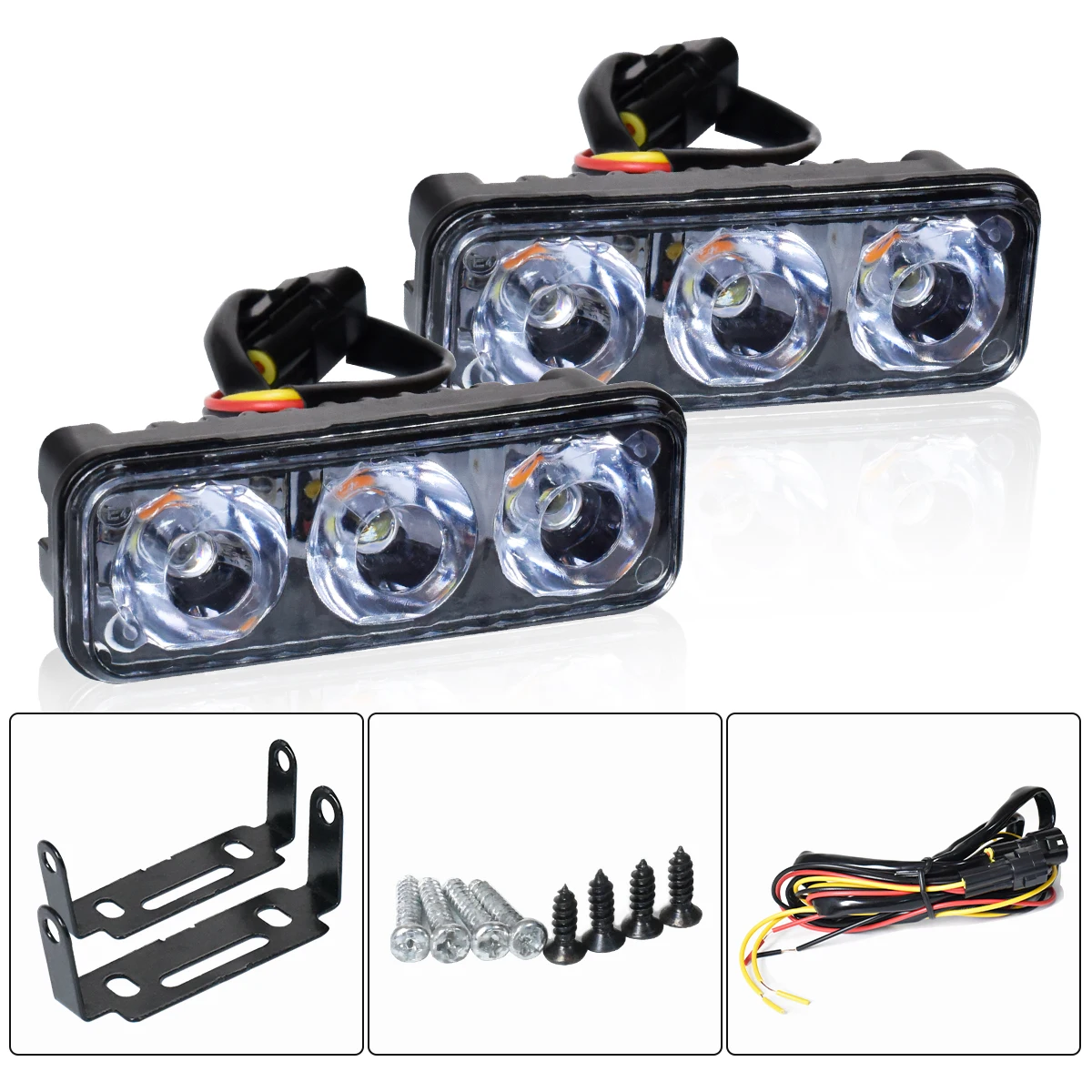 Super Powerful Bright LED DRL Daytime Running Lights Front Fog Lamp White 3LEDs Aluminum Alloy Body Lamp 12V for Car Front DRLs