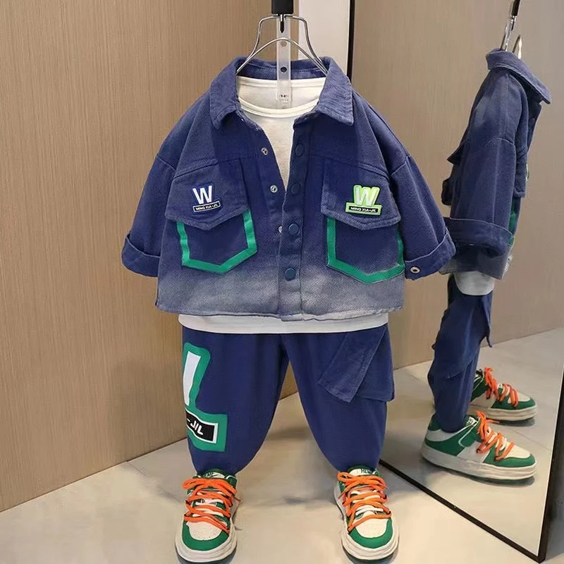 

Spring Autumn Baby Clothes Suit Boys Outfit Sets Koean Baby Boys Denim Coat + Jeans Sets Childrens Set 2 To 6 Years Clothing New