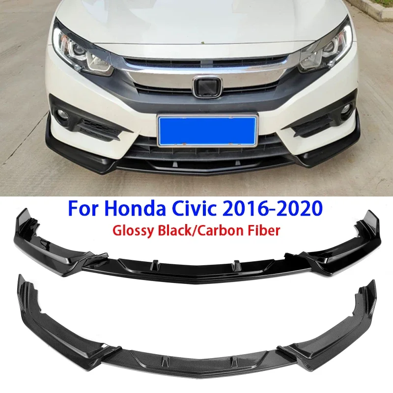 

3pcs/set Car Front Bumper Lip Body Kit Spoiler for Honda Civic 2016-2020