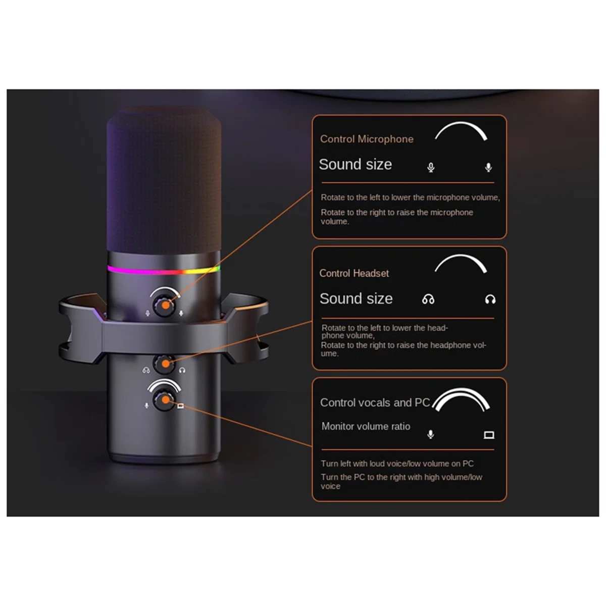 XLR USB ไมโครโฟนไดนามิกพร้อมช่องเสียบอัดเสียงสำหรับเชื่อมต่อการ์ดเสียงคอมพิวเตอร์เกมร้องเพลงสด