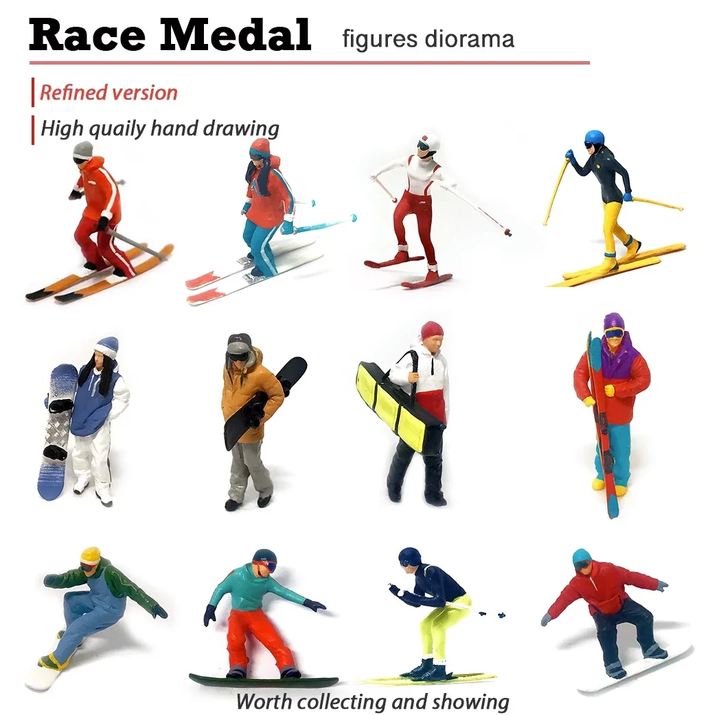 HO 1：87 Person Model Sand Table Micro Patting Figure Model Toy Ice and Snow Sports Figure Miniature Rock Climbing Hiking Model