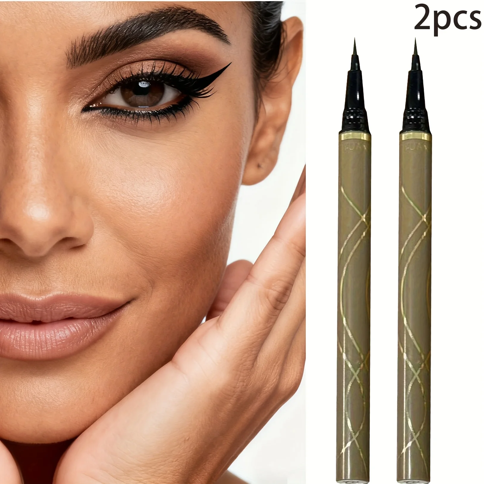 قلم حواجب فائق النعومة مقاوم للماء احترافي مقاوم للعرق كحل سائل ثنائي الغرض فن مكياج متين #3