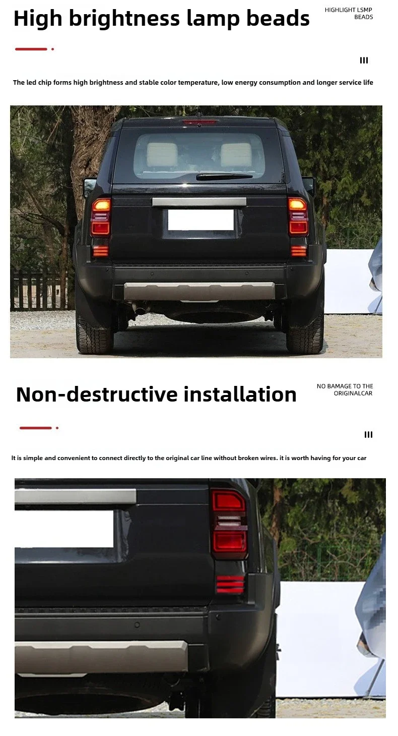Car LED Rear Bumper Light DRL Driving Brake Lights Dynamic Turn Signal Reflector For Toyota Land Cruiser Prado LC250 2024 2025 detail image 3