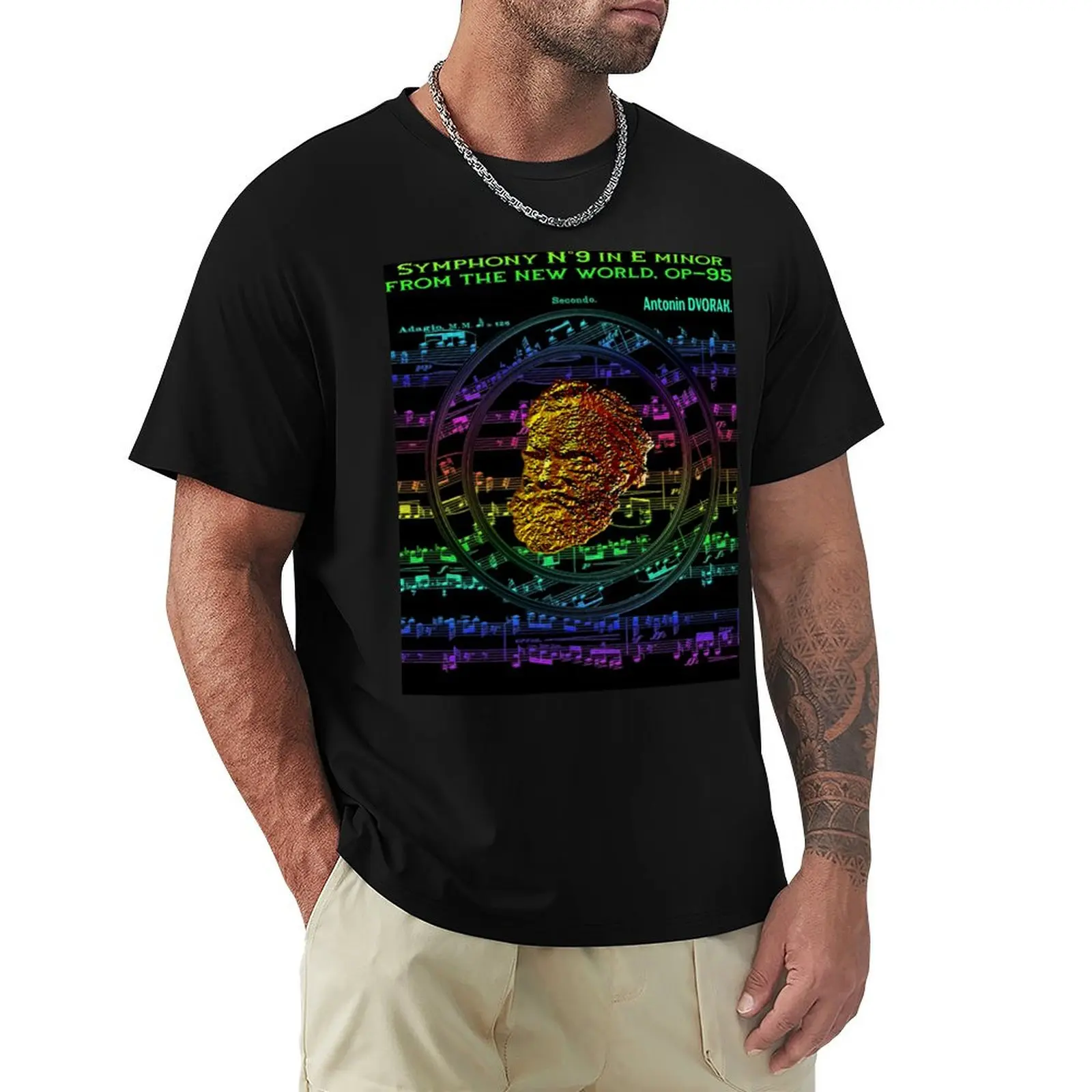 

SYMPHONY N°9 IN E MINOR FROM THE NEW WORLD SYMPHONY BY ANTONIN DVORAK - ABSTRACT PORTRAIT MUSICIAN COMPOSER SYMPHONY CON T-Shirt
