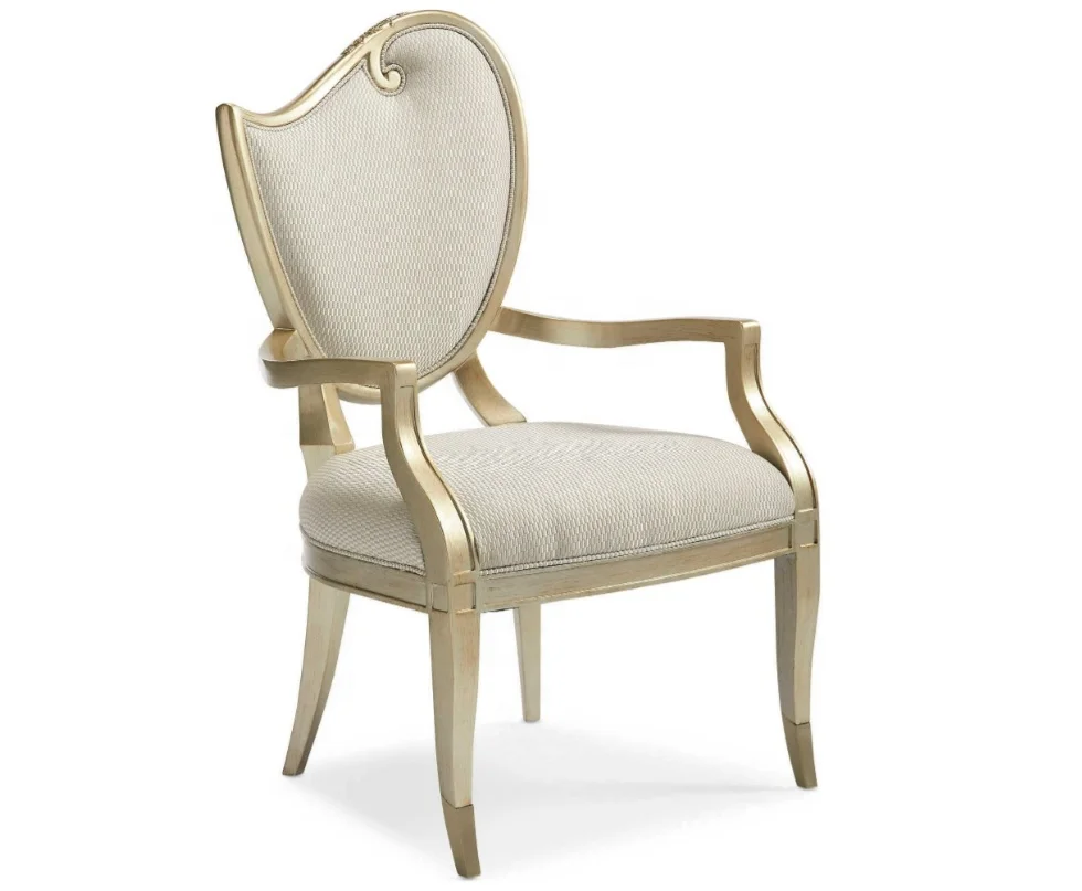 Quality American Contemporary Fontainebleau Padded Solid Wood Armrest Dining Chair