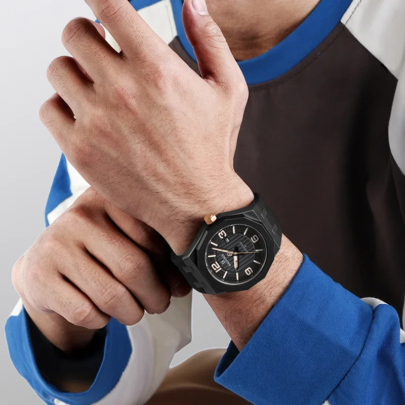 

NAVIFORCE мужские модные современные часы 3ATM водостойкий дисплей даты роскошные светящиеся стрелки силиконовый ремешок мужские кварцевые часы подарок