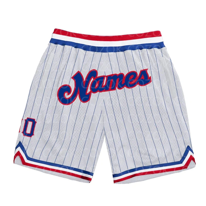 Custom White line Authentic Basketball Shorts 3D Printed Men Shorts Name Mumber Quick Drying Beach Shorts