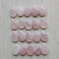 Fashion Natural rose quartz stone pink water drop pendants diy jewelry accessories making free shipping Wholesale 20pcs/lot