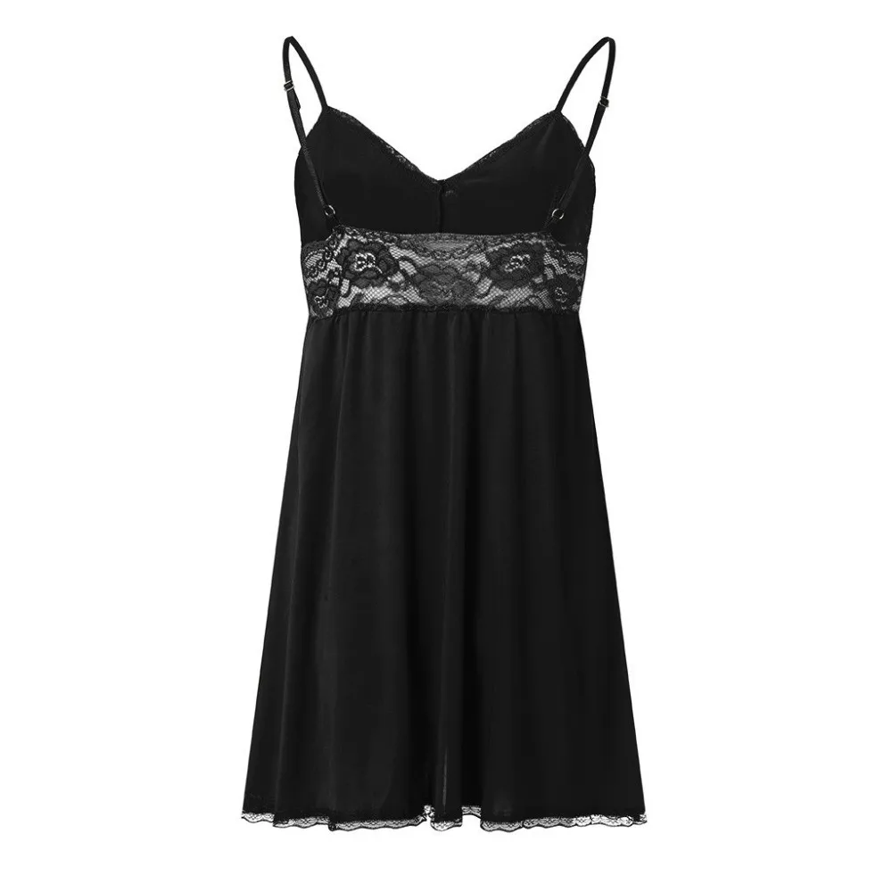 

Fashion Large Size Lace Bow Nightgown Deep V Neck Mesh Camisole Nightwear Ruffle Women Lingerie Suspender Nightdress Women