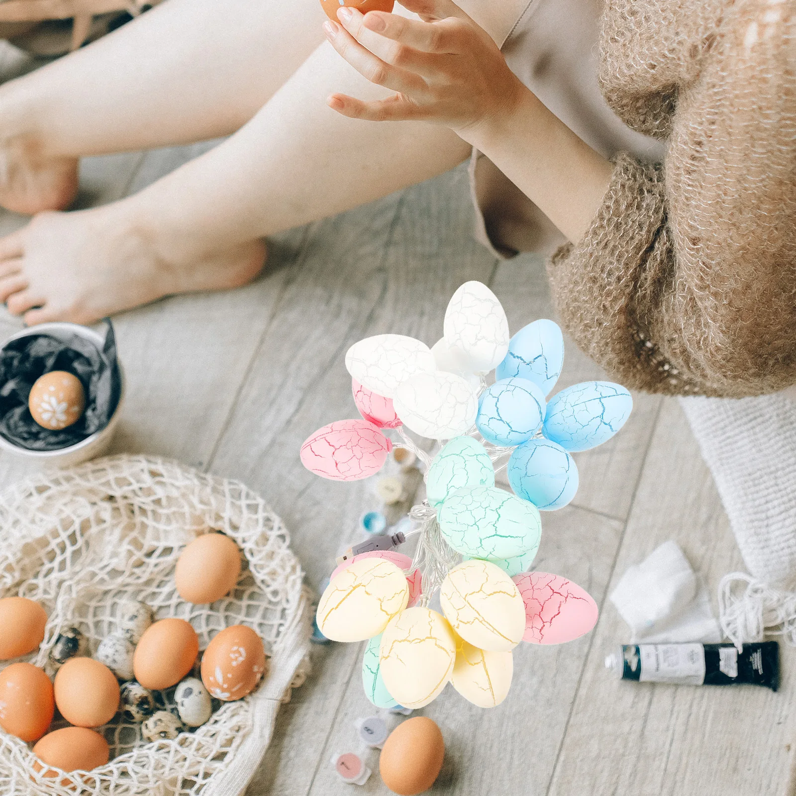 ไฟประดับรูปไข่แตกแบบ LED สำหรับเทศกาลอีสเตอร์ ไฟประดับเปลือกไข่ สำหรับตกแต่งงานปาร์ตี้ สร้างบรรยากาศ แสงไฟตกแต่งฉากหลัง