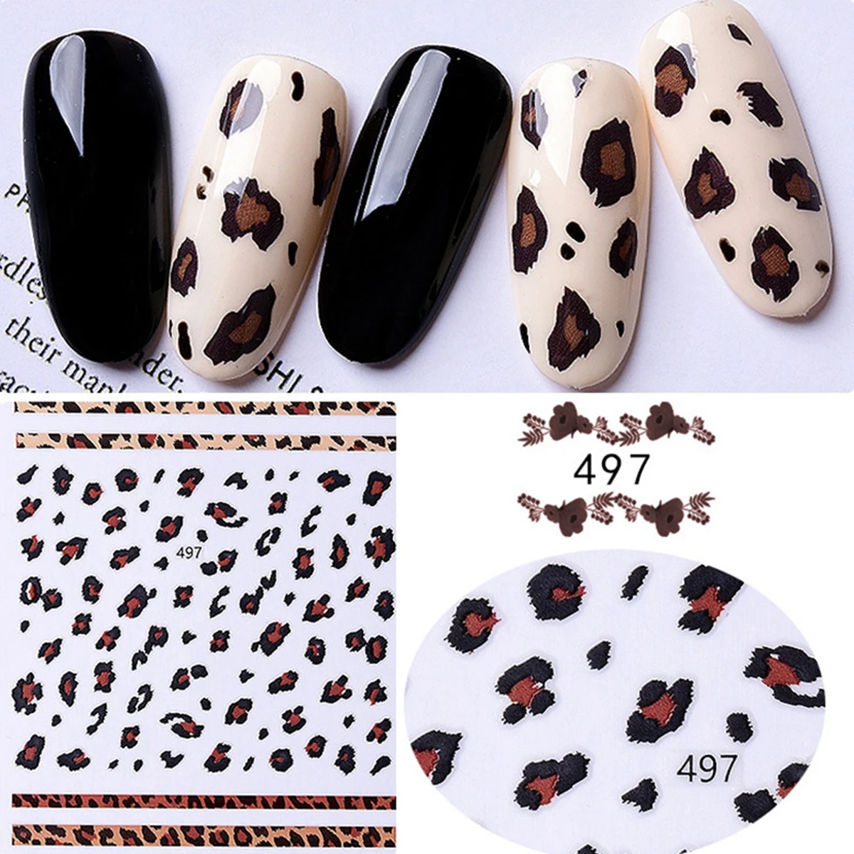 Women Nail Art Leopard Print 3D Stereo Decal New Leopard Print Wholesale Ladies Nail Art & Sticker