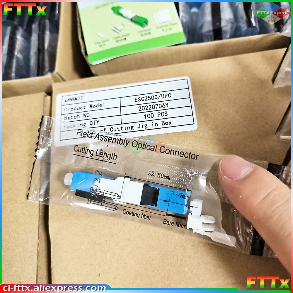 Imagem -02 - Conector Rápido Fibra Óptica Monomodo Ftth Unikit Esc250d sc Apc Upc