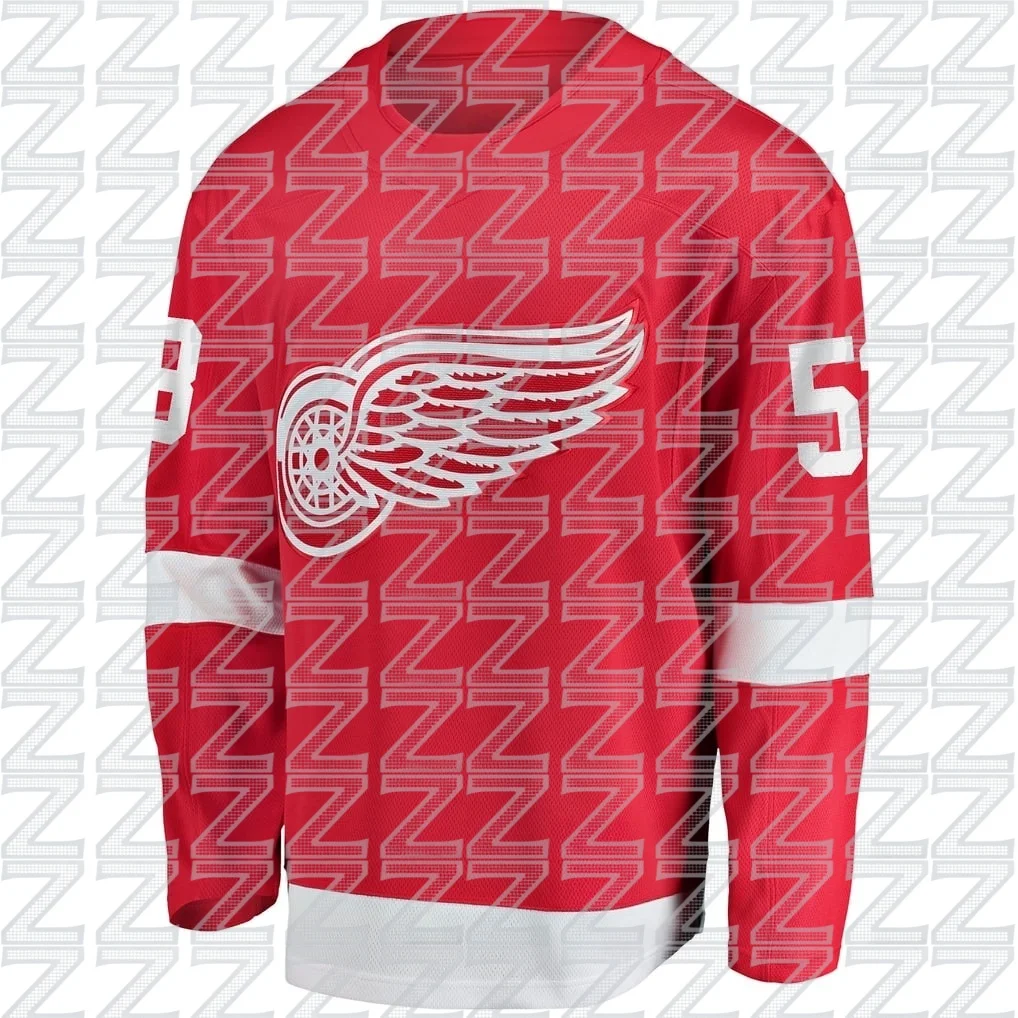 Detroit Red Wings Training Black Ice Hockey Jersey, Moritz Side, # 53, Fitness Sport Ice Hockey Long Sleeved, Trendy Style