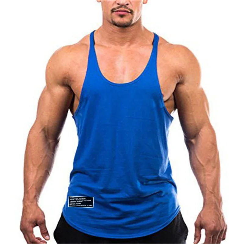 Gym Cotton Tank Bodybuilding Fitness Vests Mens Running Sport Tops Summer Breathable Sleeveless Y Back Suspender Belt Undershirt