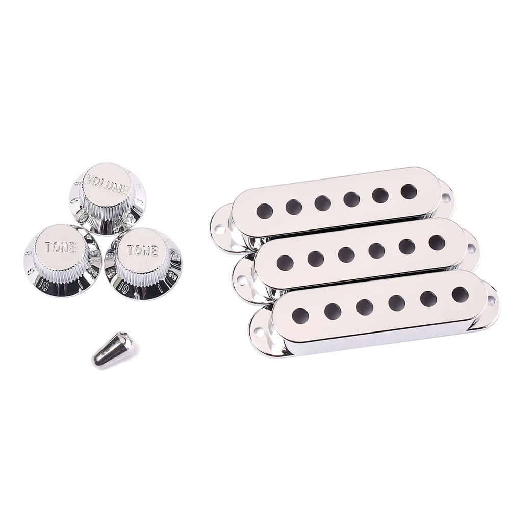 

Guitar Pickup Cover Set Chrome 84x18x14mm for Electric Guitar Replacement Plastic Volume Tone Control Knob and Tip Parts