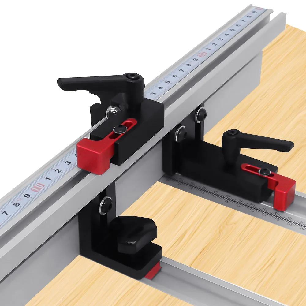 Aluminum Miter Track Stop,Workbench T-Slot T Track Flip Stop,Woodworking Chute Limiter,track Fence Sliding Connector and Stopper