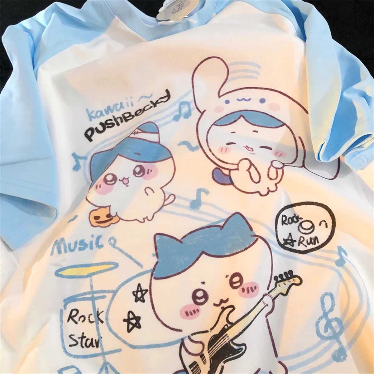 Aesthetics Japanese Grunge T-shirt Y2k Harajuku Anime Cartoon Cat Tops Tees Short Sleeve Women Kawaii Clothing Streetwear