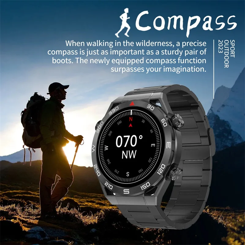 2024 AMOLED Smart Watch Man Bluetooth Answer Call Sport Watch GPS Track Compass IP68 Waterproof Smartwatch DT Ultimate