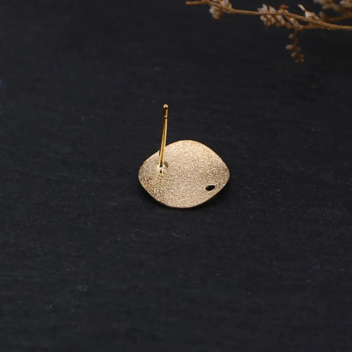 

20 Pcs Gold Piercing Earrings Posts with Holes for DIY Jewelry Making Women Ear Studs Alloy Flat Decor Small Earring Findings