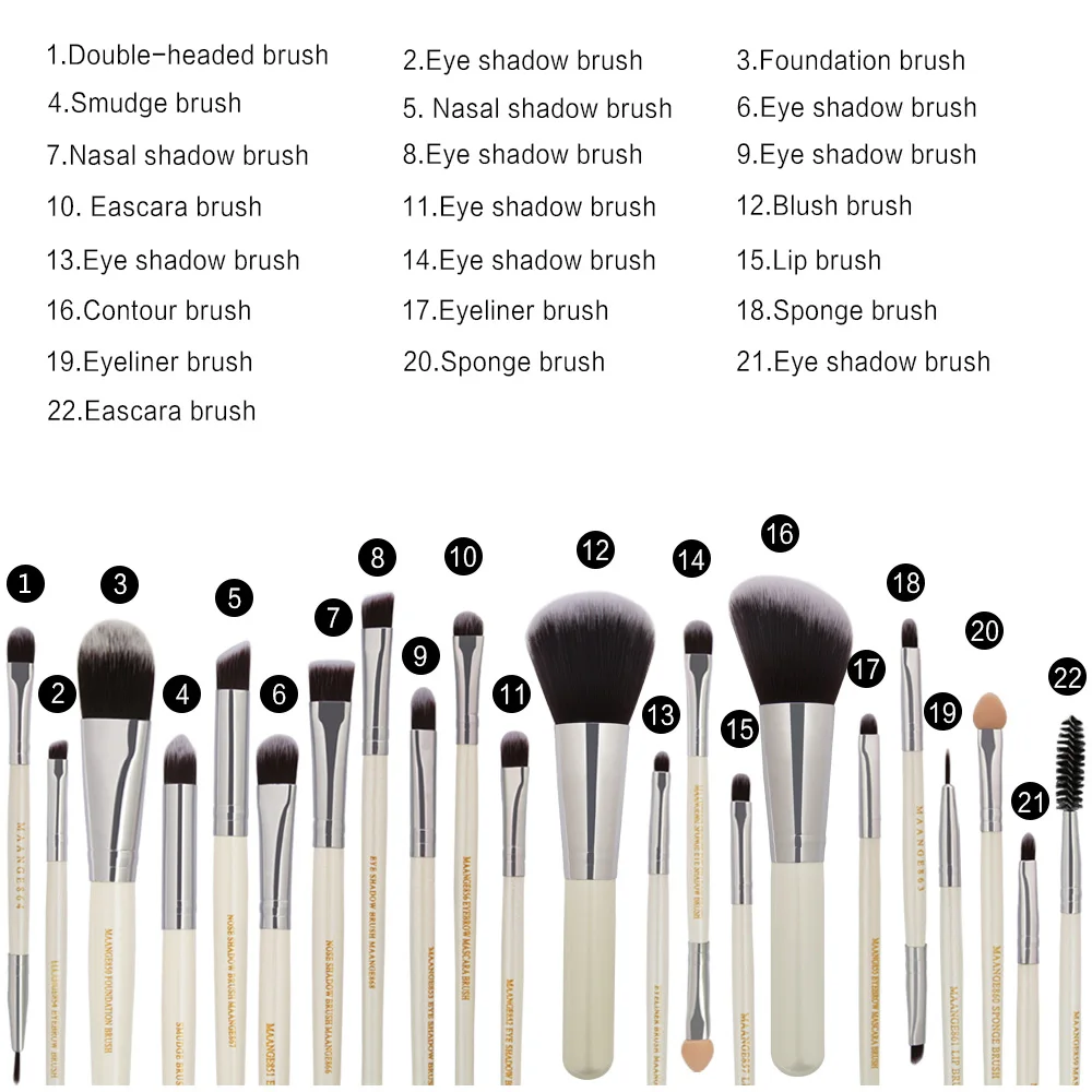 MAANGE 22Pcs Beauty Makeup Brushes Set Cosmetic Foundation Powder Blush Eye Shadow Lip Blend Brush Tool Kit Maquiagem