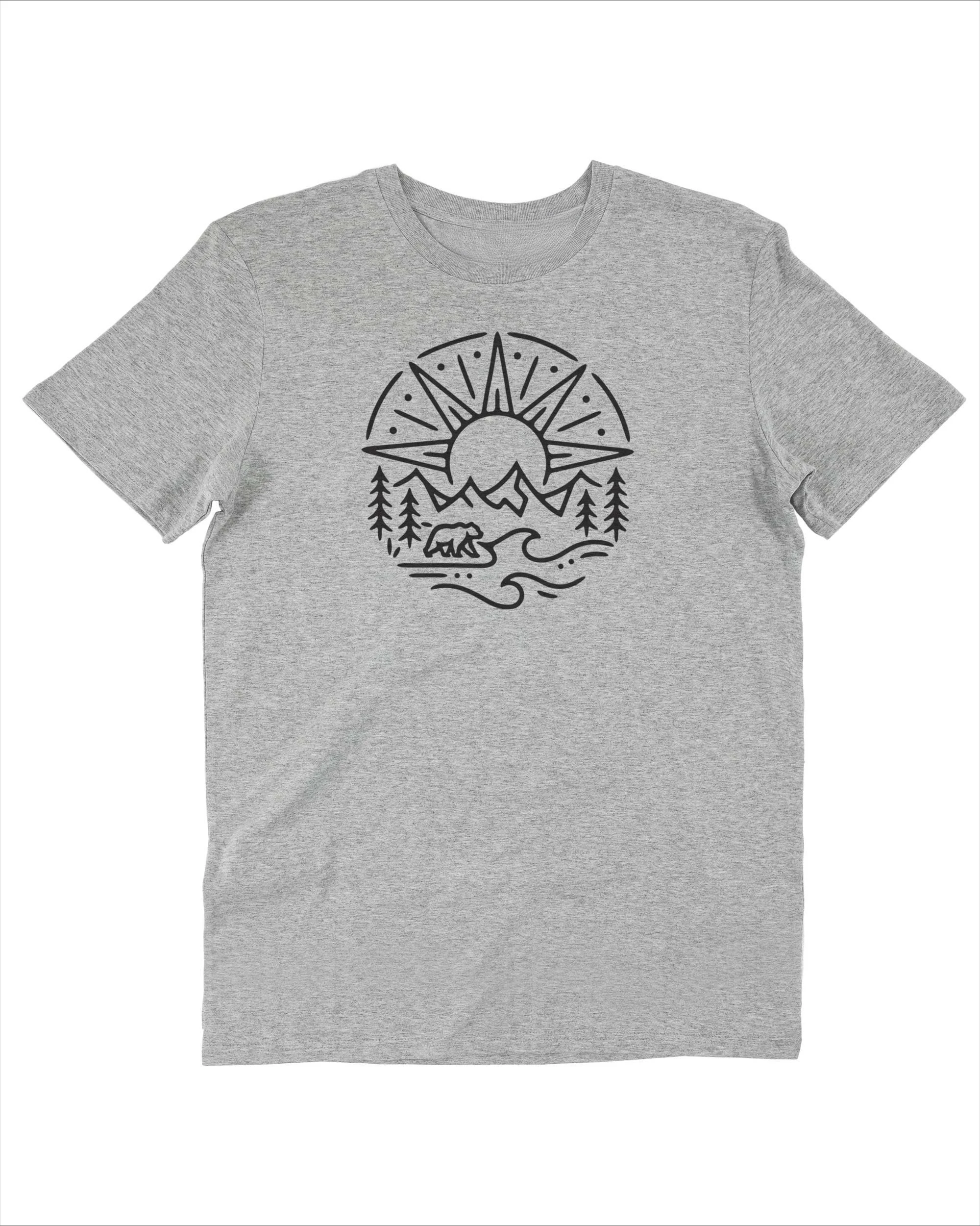 

Bear Sun Scene Ours Et Nature Graphic Printing Summer Luxury Brand Cotton Men's and Women's T-Shirts Short Sleeves Clothing