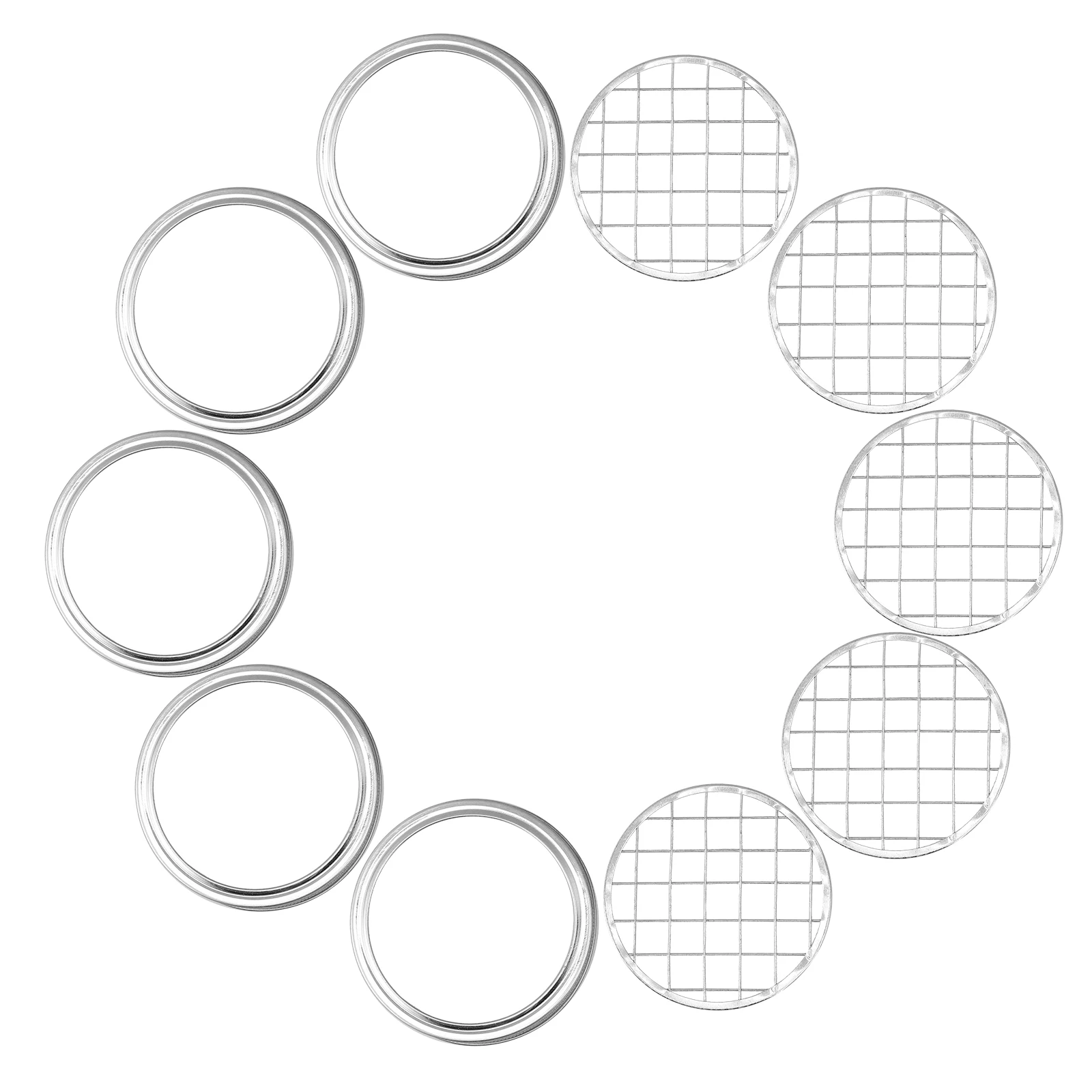 

10Sets Reusable Flower Grid for Vase Tinplate Floral Insert Jar Lid Mason Jar Flower Frog Arrangement Tool Stylish Room