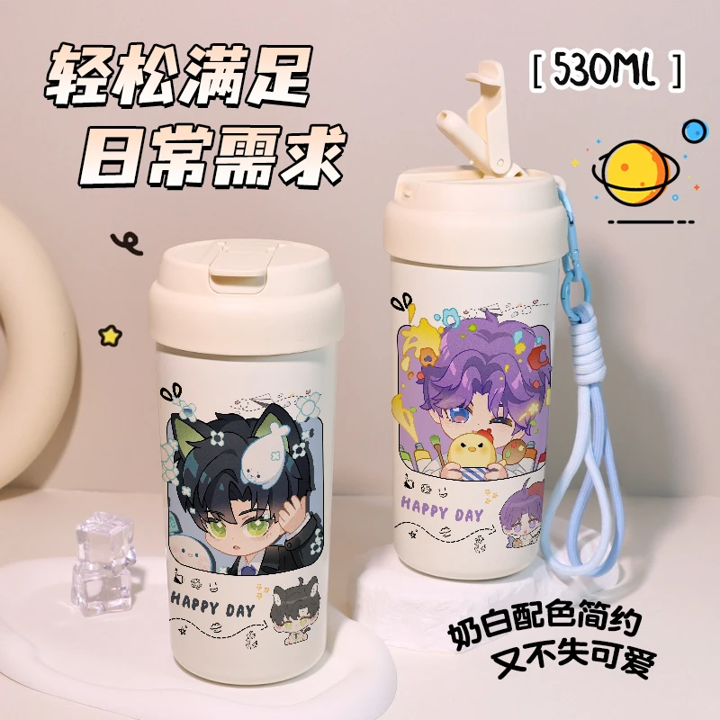 

Love and Deepspace Sylus Xavier Rafayel Zayne Personalized and Creative Cartoon Thermos Cup Cute Anime Game Peripheral Water Cup