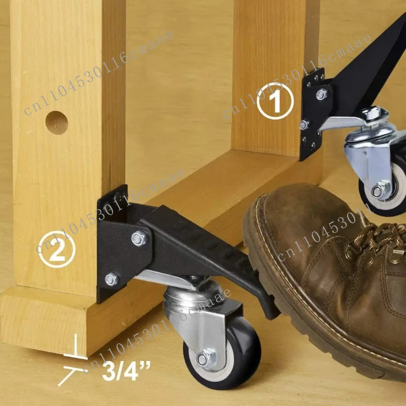 Table Heavy Duty Telescopic Casters 600 Lb Capacity Set of 4 Level Down Equipment Side Mount Adjustable Bench Casters