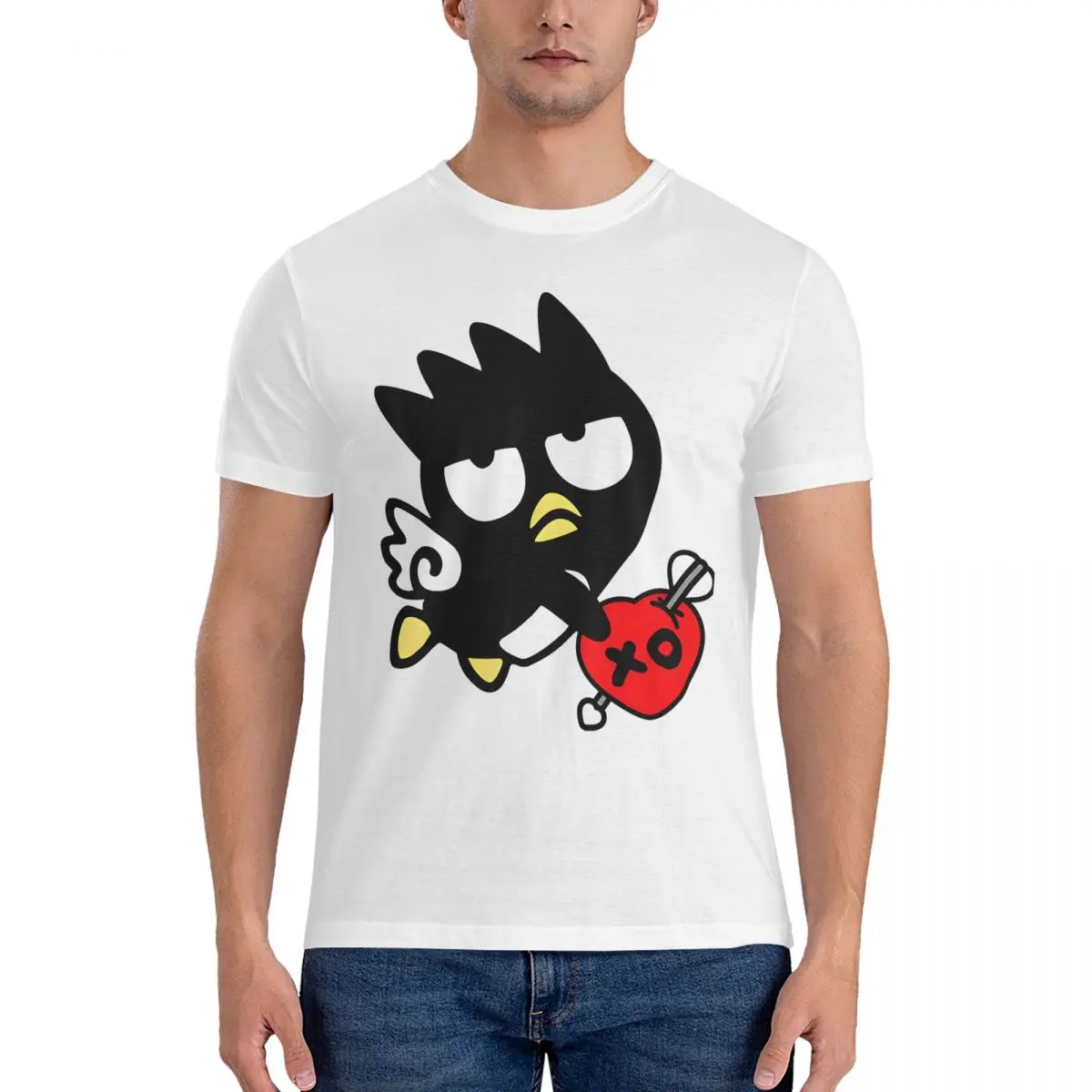 Men T-Shirt Sanrio Cartoon Character Leisure Cotton Tees Short Sleeve Badtz-Maru T Shirt Crewneck Tops Unique