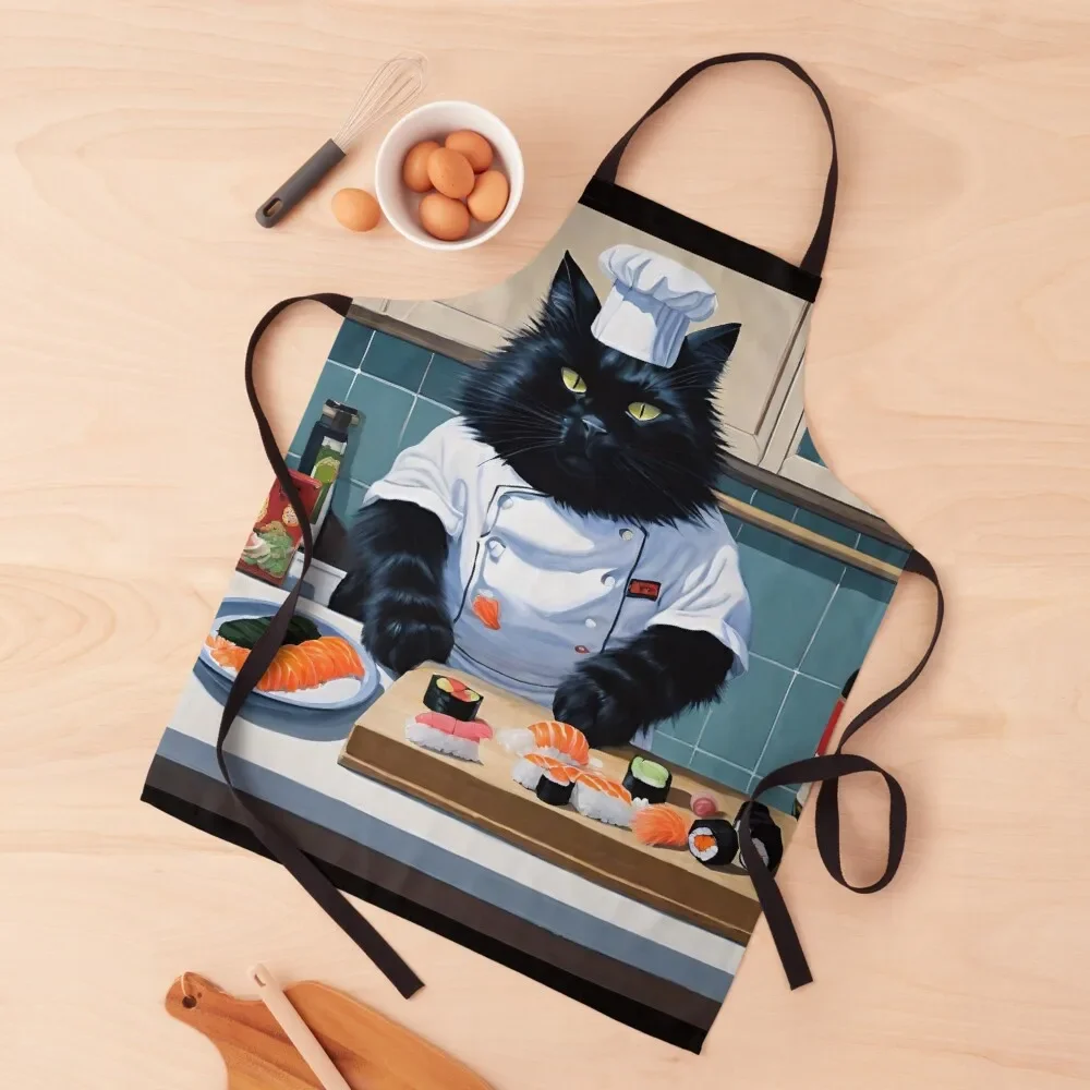 

Sushi Cat, Cat Humor Art Apron christmas 2024 household woman Cute Kitchen Accessories Apron