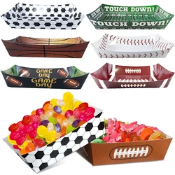 6/12/24pcs Sports Themed Party Paper Food Trays Football Basketball Baseball Food Trays for Sport Party Decoration Baby Shower