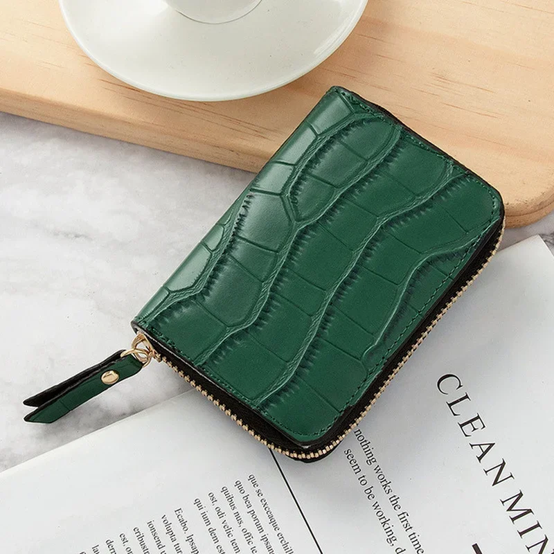 New Mini Card Package Crocodile Pattern Women Zipper Multi-card Wallet Multi-function Anti-degaussing Retro Bank Card Package