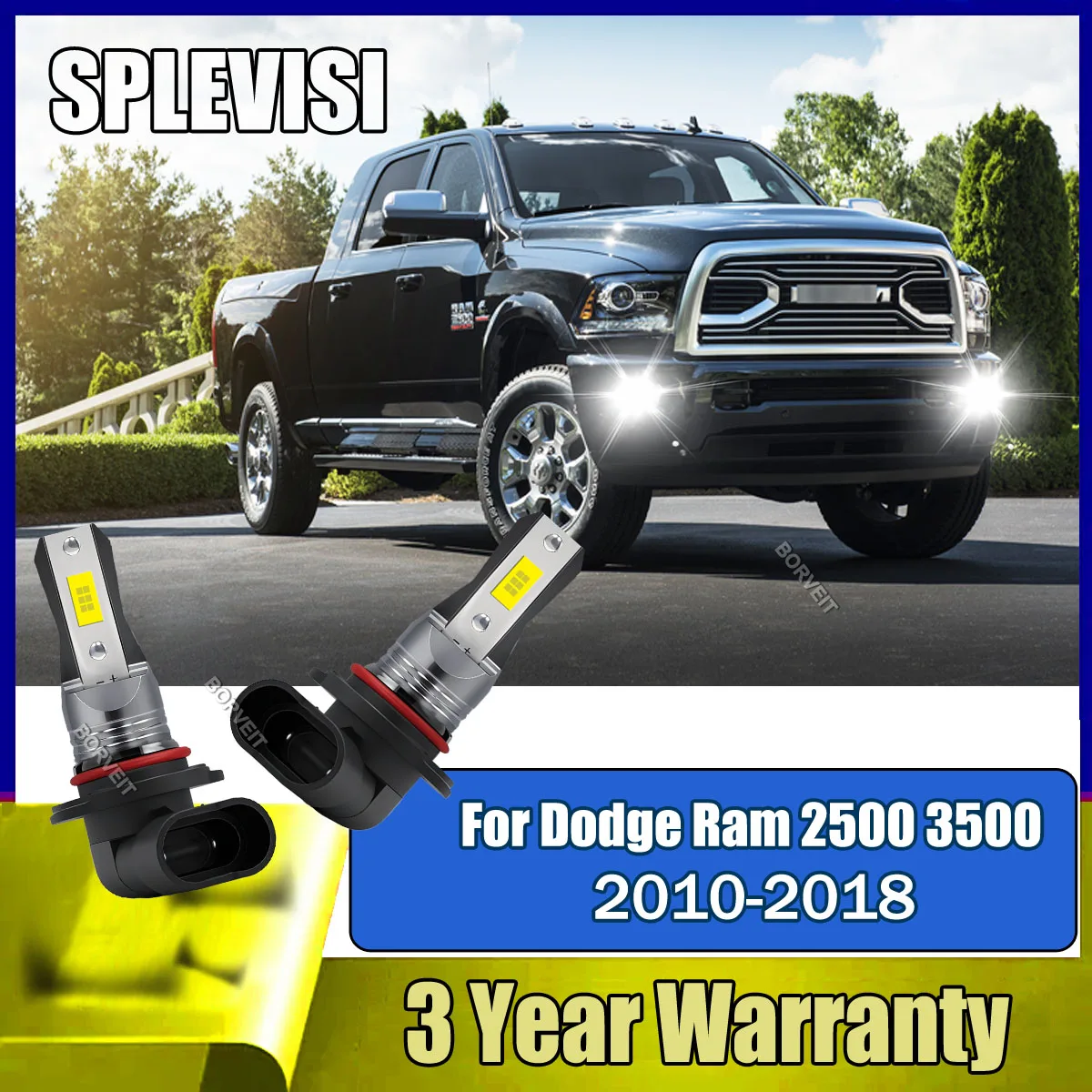 

LED Fog Lights - Direct Fit Replacement - Rugged Design For Dodge Ram 2500 3500 2010 2011 2012 2013 2014 2015 2016 2017 2018