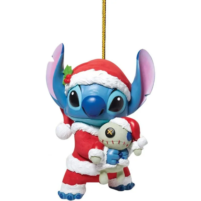 2D Disney Lilo & Stitch Christmas Tree Pendant Cartoon Kawaii Stitch Acrylic Ornaments Party Supplies Kids Toys Birthday Gifts R