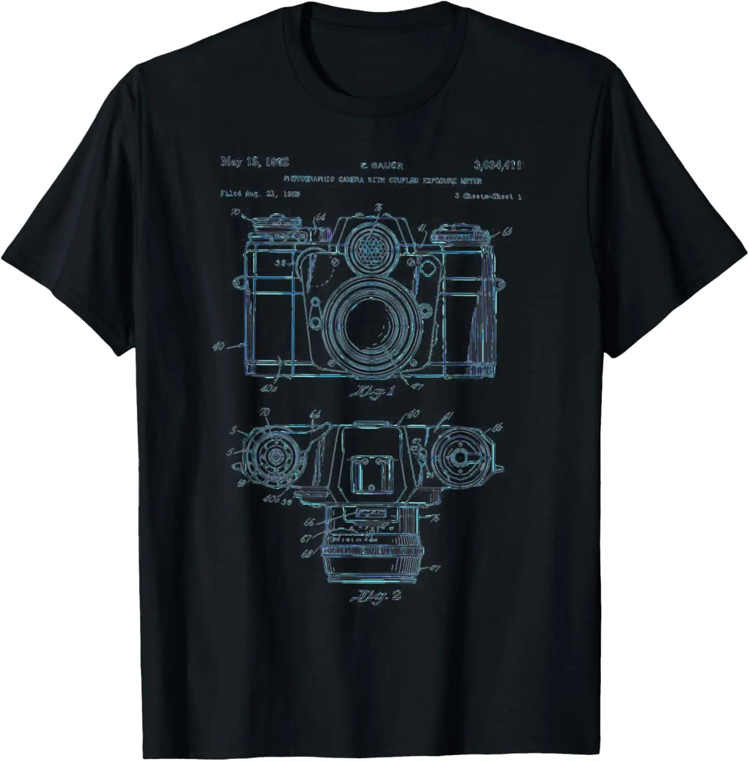 

Photography Lover Gift Vintage Camera Patent Schematic T-Shirt