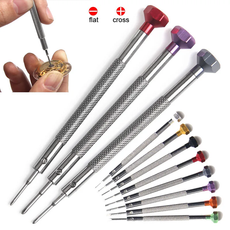 Clock Watch Tools Parts 0.6-2.0mm Screwdriver Watch Mobile Phone Glasses Repair Tool Kit Alloy Stainless Steel Screwdrivers