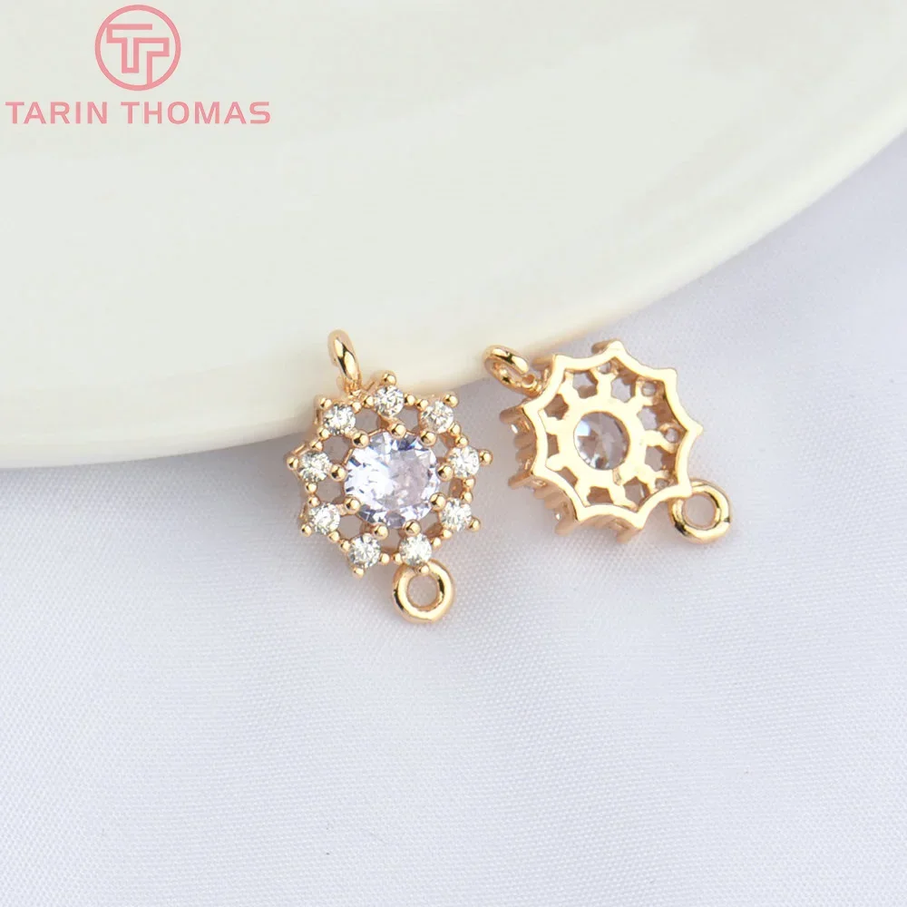 

(4855) 6PCS 10.5MM 24K Champagne Gold Color Brass with Zircon Round Pendants High Quality Jewelry Making Findings Wholesale