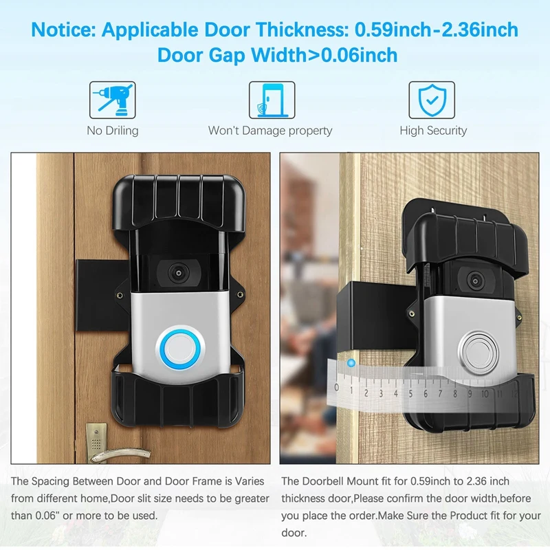 1 PCS Black Anti-Theft Doorbell Mount Easy Installation Metal Support For Ring Video Doorbell