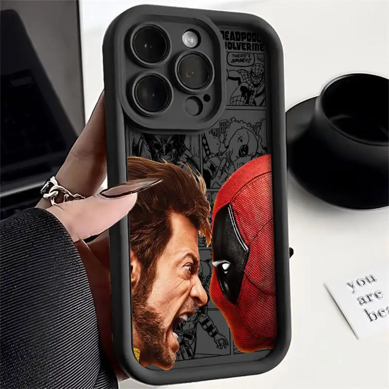 Marvel Deadpool And Wolverine Soft Liquid Silicone Phone Case For iPhone 11 12 13 14 15 Pro Max Plus Shockproof Back Cases Cover