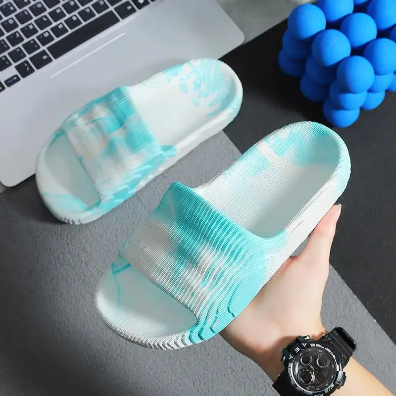 Thick Platform Bathroom Home Slippers Women Fashion Soft Sole EVA Beach Shoes 2023 Summer Indoor Couple Men Non-slip Flip Flops