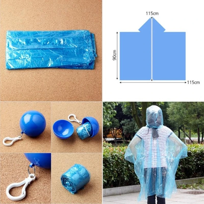 Portable Disposable Emergency Rain Coat Waterproof Rain Ponchos with Ball best sale