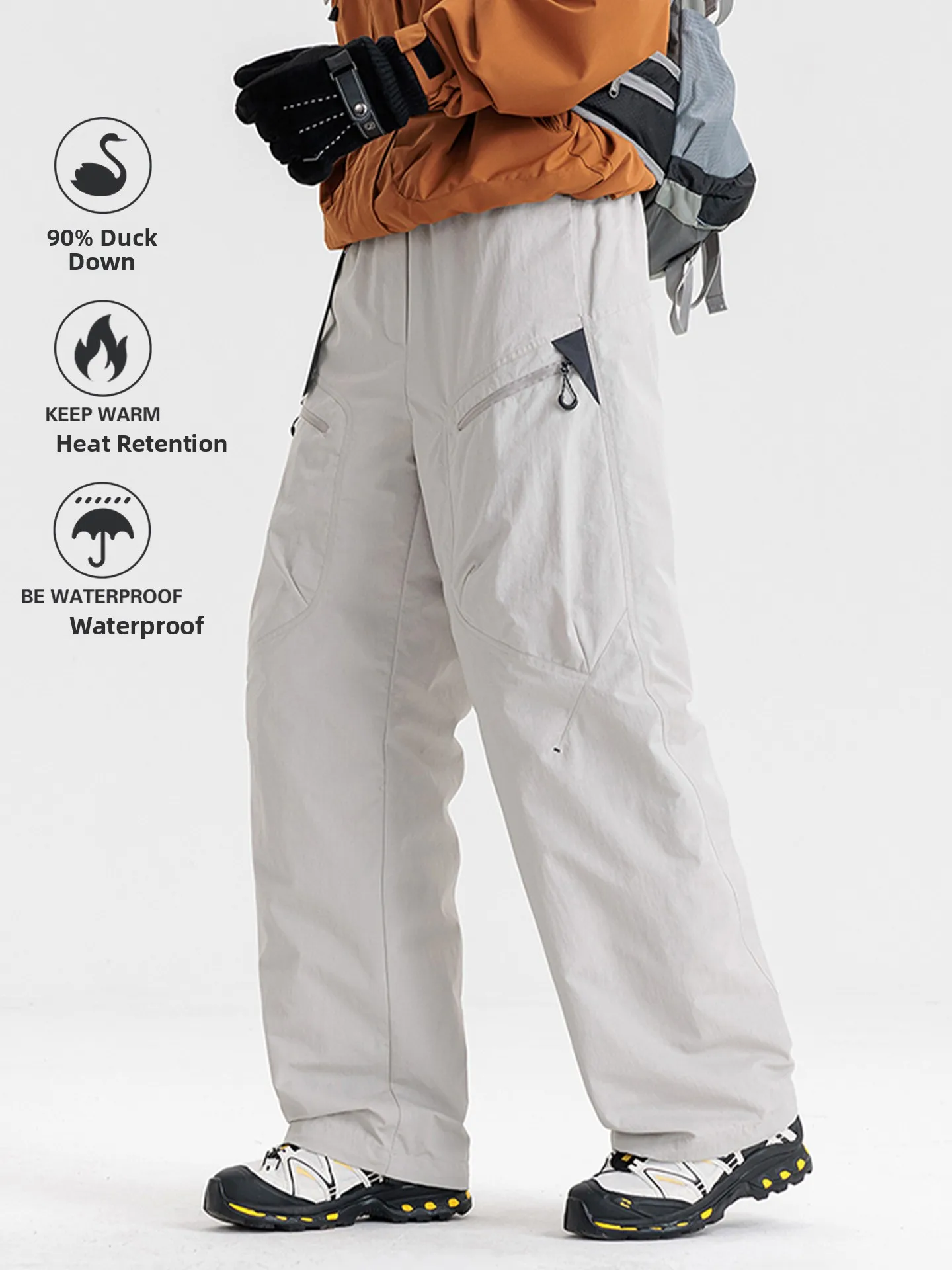 

Winter New 90 Du down Workwear down Pants Men Women Sle Thiened Outdoor Windproof Waterproof Skiing ell Pants