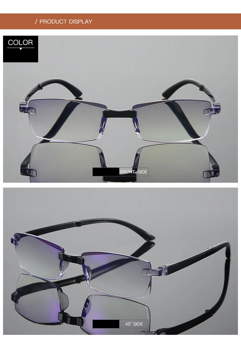 Herren Lesebrille Anti-Blaulicht-Brille Klappbare Lesebrille mit Etui Schwarz HD Unisex Klare Brille – Detail 2